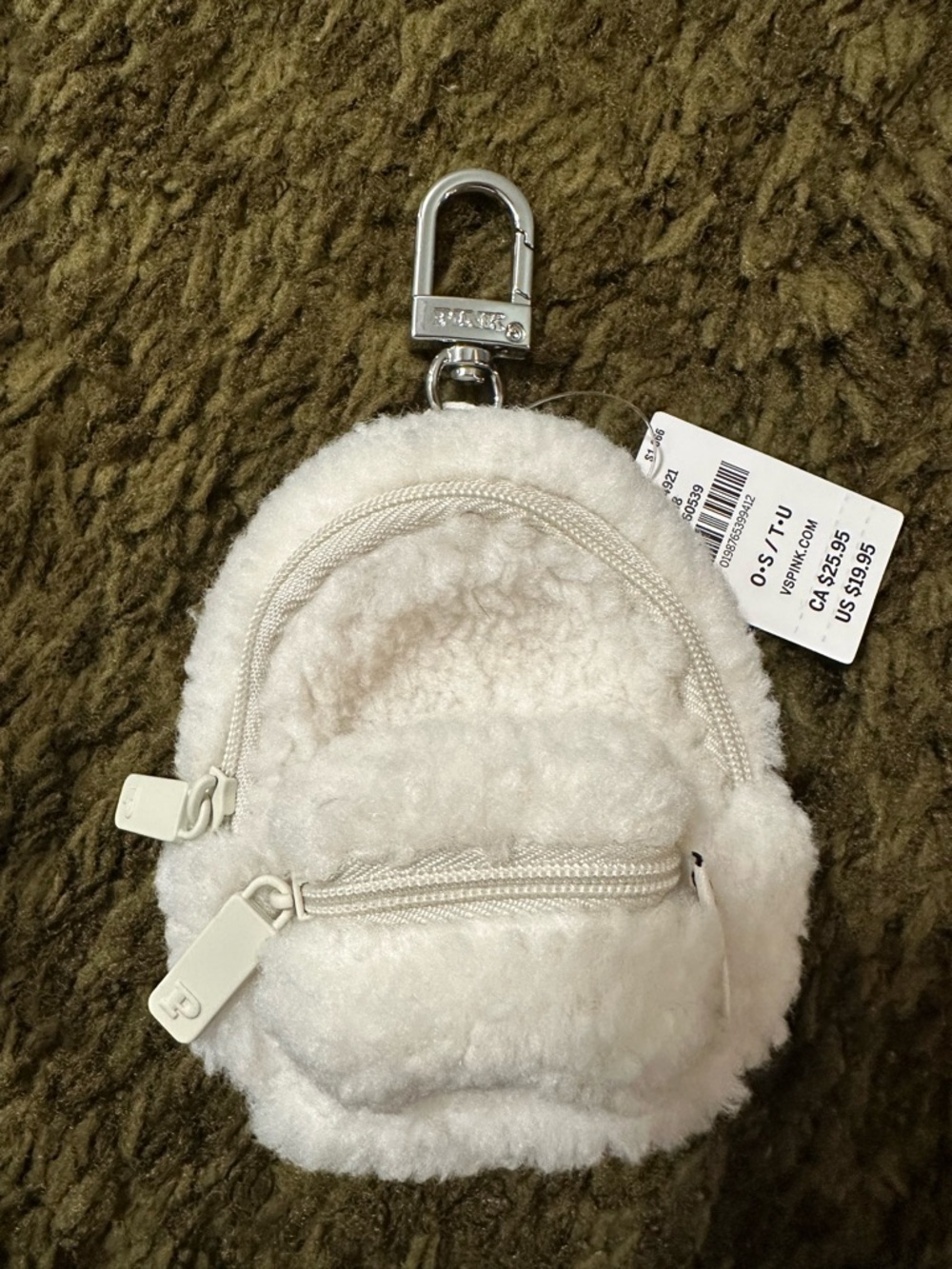NWT Victoria Secret PINK Mini Backpack Keychain Bag charm Sherpa